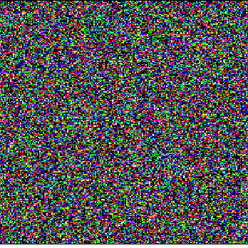 Figure 1.8 : An image of random noise versus a noisy image and the original clean image.