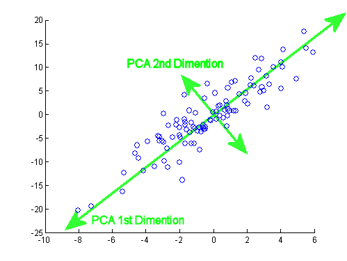 Figure 1.10 : A distribution with two principal components.