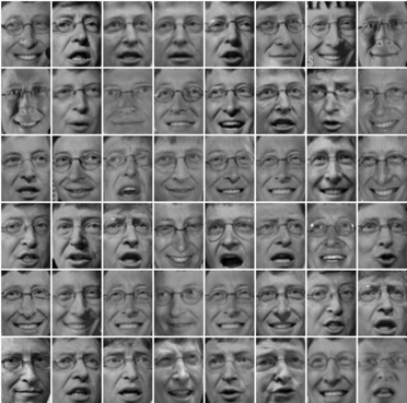 Figure 2.1 : Images of human faces and handwritten digits. Despite the seemingly large variety in their appearances, each set of these data spans (approximately) a very low-dimensional (nearly) linear subspace.