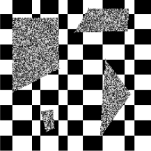 Figure 6.3 : Illustration of completing an image as low-rank matrix with some entries masked or corrupted. Left: the masked/corrupted image 𝒀 \bm{Y} bold_italic_Y ; middle: the mask Ω \Omega roman_Ω ; right: the completed image 𝑿 ^ \hat{\bm{X}} over^ start_ARG bold_italic_X end_ARG .